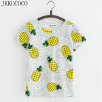 Hot Style Pineapple Print Short Sleeve T-shirt Free Shipping - uptowncatlovers