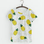 Hot Style Pineapple Print Short Sleeve T-shirt Free Shipping - uptowncatlovers