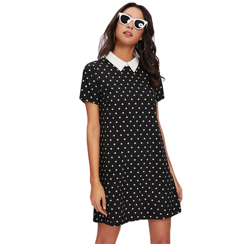 Contrast Collar Dress - uptowncatlovers