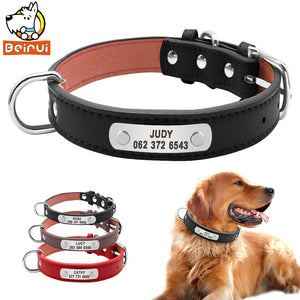 Customized Pet ID Leather Collar - uptowncatlovers