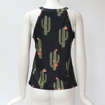 Sexy Sleeveless  Green Plant Cactus T Shirt for Summer - uptowncatlovers