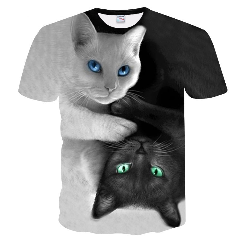 New Cool 3D Short Sleeve Summer Cat T-shirt for Men/Women - uptowncatlovers