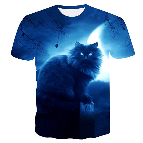 New Cool 3D Short Sleeve Summer Cat T-shirt for Men/Women - uptowncatlovers