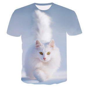 New Cool 3D Short Sleeve Summer Cat T-shirt for Men/Women - uptowncatlovers