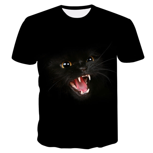 New Cool 3D Short Sleeve Summer Cat T-shirt for Men/Women - uptowncatlovers