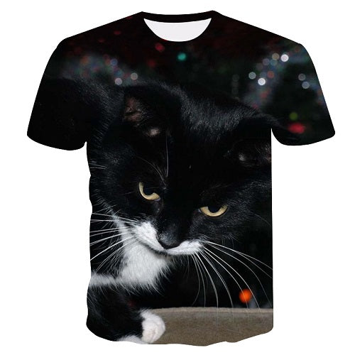 New Cool 3D Short Sleeve Summer Cat T-shirt for Men/Women - uptowncatlovers