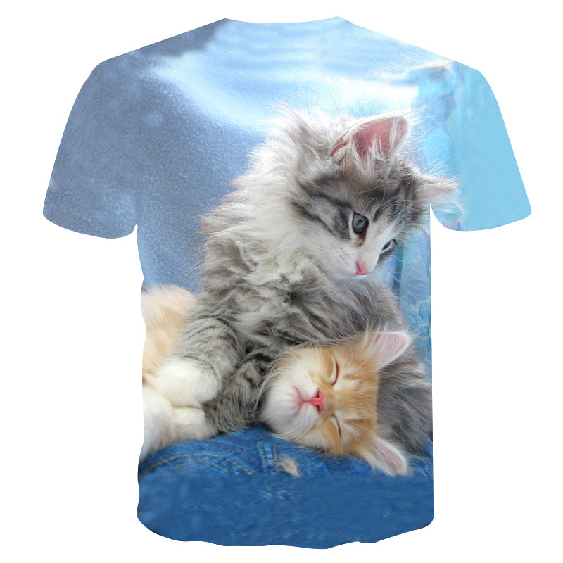 New Cool 3D Short Sleeve Summer Cat T-shirt for Men/Women - uptowncatlovers