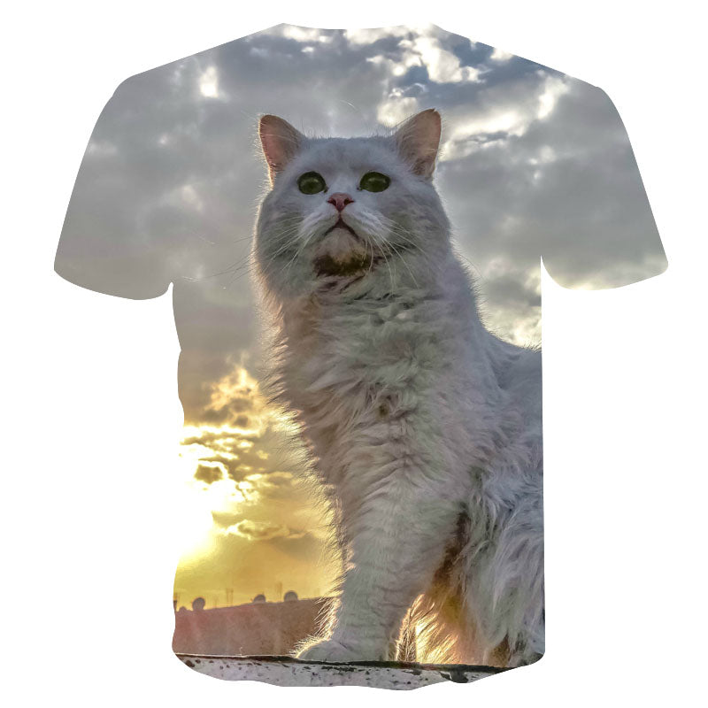 New Cool 3D Short Sleeve Summer Cat T-shirt for Men/Women - uptowncatlovers