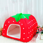 Foldable Cat/Dog Kennel-Warm Cushion Strawberry Shape - uptowncatlovers