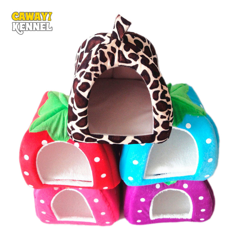 Foldable Cat/Dog Kennel-Warm Cushion Strawberry Shape - uptowncatlovers