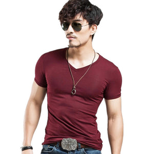 2018 V neck Men's T Shirt  Fitness  Free Shipping - uptowncatlovers