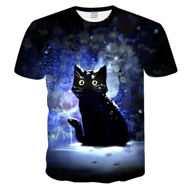 New Cool 3D Short Sleeve Summer Cat T-shirt for Men/Women - uptowncatlovers