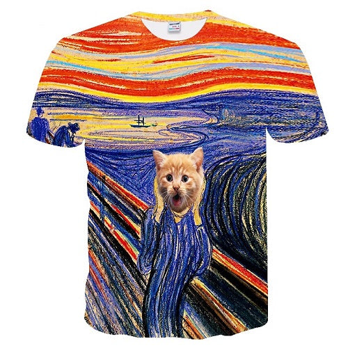 New Cool 3D Short Sleeve Summer Cat T-shirt for Men/Women - uptowncatlovers