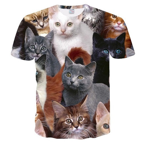 New Cool 3D Short Sleeve Summer Cat T-shirt for Men/Women - uptowncatlovers