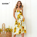 Sunflower Print Sexy Dress - uptowncatlovers