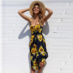 Sunflower Print Sexy Dress - uptowncatlovers