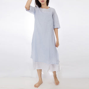 Plus Loose Half  Linen Dress - uptowncatlovers